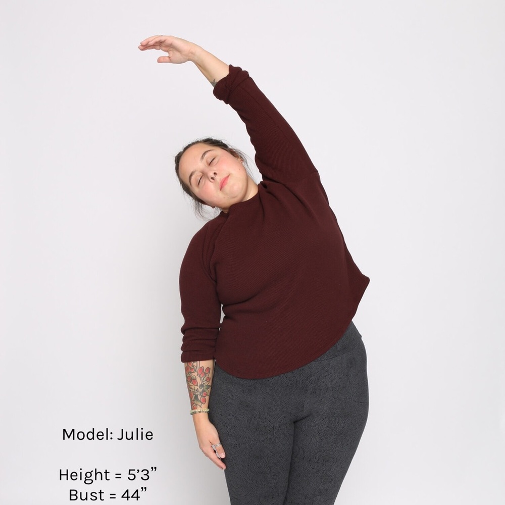Conscious Clothing Thermal Camp Top in Wine XS GUC